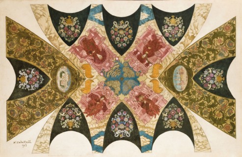 Design for a ceiling mural for the State Bank in Nizhny Novgorod , 1913.