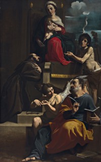 Madonna and Child Enthroned with Saints Francis, Matthew and John the Baptist, ca 1624.