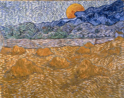 Landscape with wheat sheaves and rising moon, 1889.