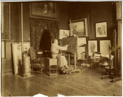 Pierre Puvis de Chavannes (1824-1898) in his workshop, c. 1890.