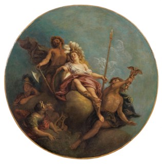 Minerva surrounded by Mercury, Diana, Apollo and Vulcan.