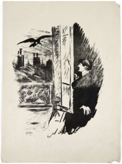 Illustration for the poem Le Corbeau (The Raven) by Edgar Allan Poe, 1875.