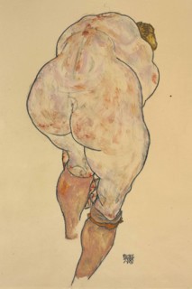Female Nude Pulling up Stockings, Back View, 1918.