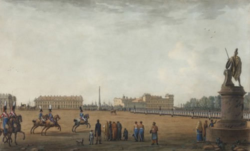 View of the Field of Mars and the Suvorov Monument in Saint Petersburg, 1807.