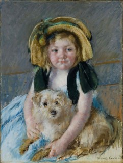 Sara with her dog, ca 1901.