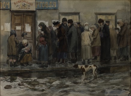 Waiting to receive an eighth of a pound of bread, 1919.