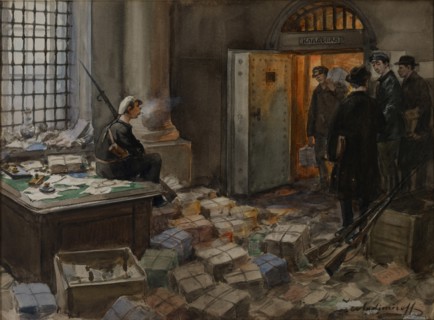 Bonds Confiscation in the Wawelberg Bank in Petrograd, 1919.