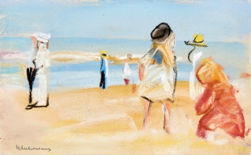 Figures on the beach.