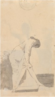 Young man stretching his stocking (from the Madrid Album), c. 1795.