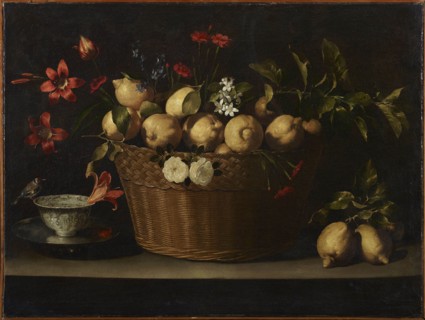 Still Life with Lemons in a Wicker Basket, ca 1643-1649. Creator: Zurbarán, Juan de (1620-1649).