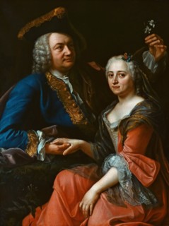 Portrait of Johann Christoph Gottsched (1700-1766) with his wife Luise, c.1750. Creator: Anonymous.