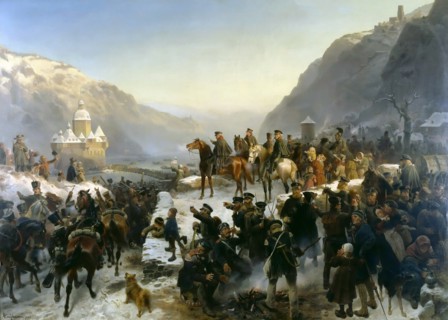 Blücher crossing the River Rhine near Kaub on 1st January 1814, 1860. Creator: Camphausen, Wilhelm (1818-1885).