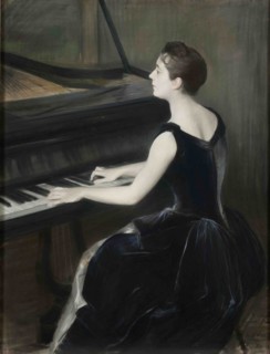 Portrait of the pianist Léontine Bordes-Pène (1858-1924), 1889-1890. Creator: Blanche, Jacques-Émile (1861-1942).
