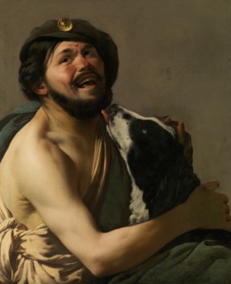 A Laughing Bravo with his Dog (Diogenes?), 1628. Creator: Terbrugghen, Hendrick Jansz (1588-1629).