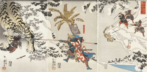 Koxinga Hunting the Tiger (Watonai tora-gari no zu), c.1846. Creator: Kuniyoshi, Utagawa (1797-1861).