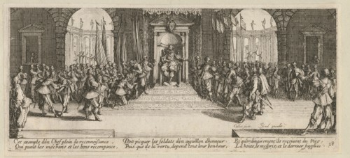 The Miseries and Misfortunes of War, folio 18: Distribution of Rewards, 1633.