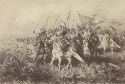 Bohdan Khmelnytsky and Tuhay Bey. Illustration for Book With Fire and Sword by Henryk Sienkiewicz, 1