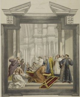 The opening of the coffin of St. Casimir. Mural painting by Michelangelo Palloni at the Chapel of Sa