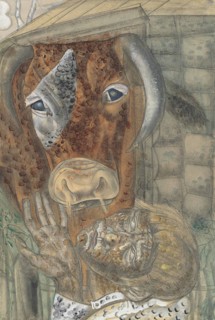 Peasant boy and a cow, 1935.
