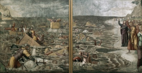 The Crossing of the Red Sea (Pharaoh's Hosts engulfed in the Red Sea), 1509-1510.