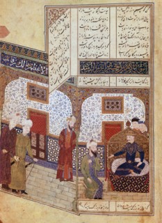 Khusraw conversing with Buzurg Ummid (Miniature From the Cycle of Eight Poetic Subjects), 1431.