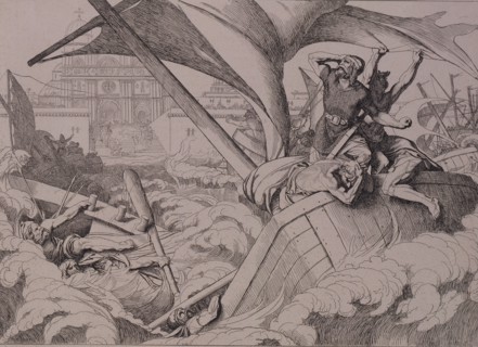 The destruction of the Rus fleet  at Constantinople, 1832.