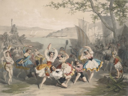 Tarantella. Scene from the Ballet L'étoile de Messine by Nicolò Gabrielli, ca 1865.
