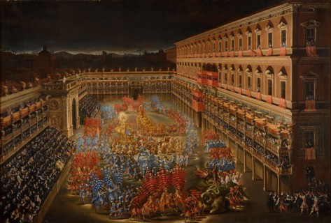 Joust of Carousels. The Festivities in Honor of Queen Christina of Sweden in the Courtyard of Palazz