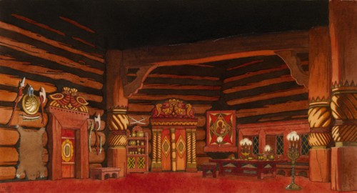 Stage design for the opera The Tsar's Bride by N. Rimsky-Korsakov, 1930.