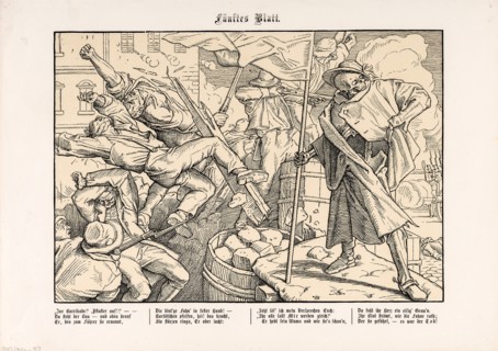 Also a Dance of Death, Sheet V (Death on the barricade), 1849.