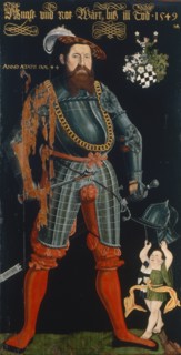Portrait of Wilhelm Frölich. Full-length portrait with coat of arms of the family Frölich, 1549.