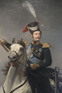 'Portrait of the Tsesarevich Alexander Nikolaevich on Horseback', 1850s. Artist: Egor Botman
