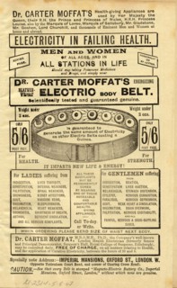 Dr Carter Moffat Electric Body Belt, 1910s. Artist: Unknown