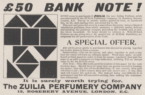 Zuilia Perfumery Company, 1898. Artist: Unknown