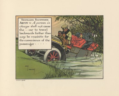 Motoritis, or other interpretations of the Motor Act. Travelling Backwards Article IV (1), 1906. Artist: Unknown