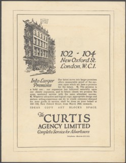 Curtis Advertising Agency, 1920s. Artist: Wilfred Fryer