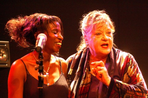 Lynieve Austin with Sylvia Syms, The Warehouse, Croydon, London.   Artist: Brian O'Connor
