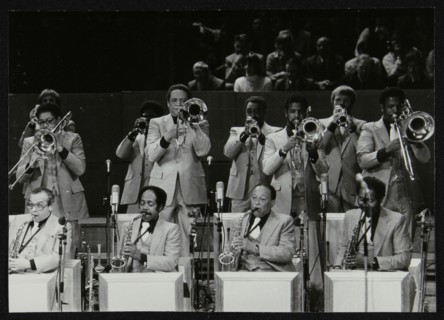 The brass section of the Count Basie Orchestra, Royal Festival Hall, London, 18 July 1980. Artist: Denis Williams