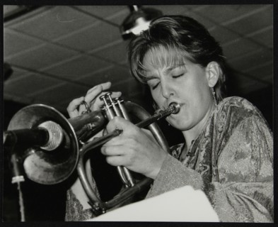 Ingrid Jensen playing the flugelhorn at The Fairway, Welwyn Garden City, Hertfordshire, 1997. Artist: Denis Williams