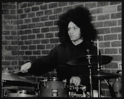 Drummer Seb Rochford playing at The Fairway, Welwyn Garden City, Hertfordshire, 8 April 2001. Artist: Denis Williams