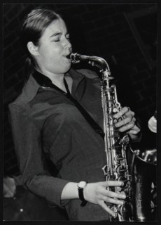 Allison Neale playing alto saxophone at The Fairway, Welwyn Garden City, Hertfordshire, 2001. Artist: Denis Williams