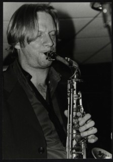 Alto saxophonist Matt Wates playing at The Fairway, Welwyn Garden City, Hertfordshire, 2003. Artist: Denis Williams