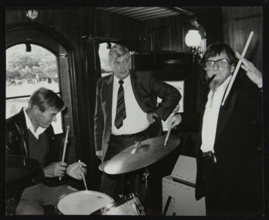 Drummers Jack Parnell and Barrett Deems, London, 1984. Artist: Denis Williams