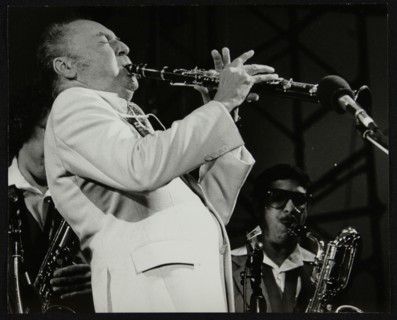 Woody Herman in concert at the Alexandra Palace, London, 1979. Artist: Denis Williams