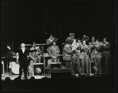 Woody Herman and his orchestra in concert at the Forum Theatre, Hatfield, Hertfordshire, 1980. Artist: Denis Williams