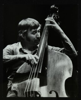 Double bassist Ron Mathewson playing at the Forum Theatre, Hatfield, Hertfordshire, 23 January 1982. Artist: Denis Williams