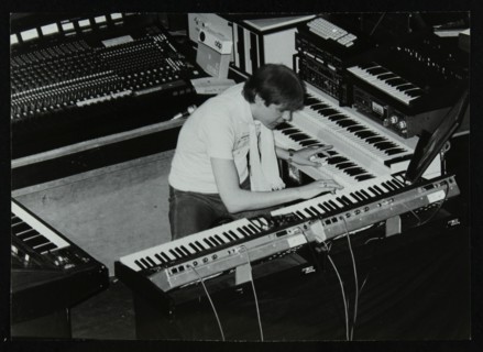 German electronic musician Klaus Schulze at the Forum Theatre, Hatfield, Hertfordshire, 1983. Artist: Denis Williams