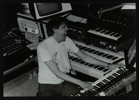 German electronic musician Klaus Schulze at the Forum Theatre, Hatfield, Hertfordshire, 1983. Artist: Denis Williams