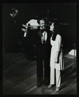 Billy Eckstine on stage with his daughter Gina at the Forum Theatre, Hatfield, Hertfordshire, 1980. Artist: Denis Williams