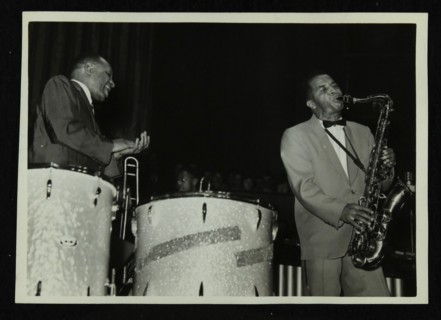 The Lionel Hampton Orchestra in concert at Colston Hall, Bristol, 1956. Artist: Denis Williams